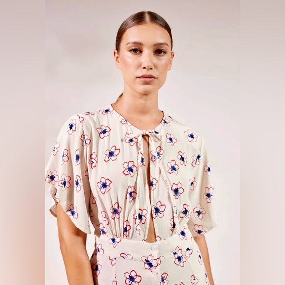 NWT Rue Stiic Greta Maxi Dress in Flowers of the Arts Print w Keyhole Bodice - Picture 9 of 12